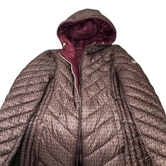 MICHAEL Michael Kors Reversible Packable Hooded Chevron Jacket size S New - Picture 9 of 12